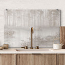 Spatscherm bos bij het meer in beige mist - Ms Tiff