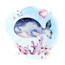 Sticker mural Kvilis - Jeune baleine - Rond