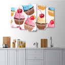 5 stykke lærredsprint Candy Cupcakes