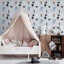 Børnetapet, non-woven tapet med illustration Kids Walls, grå, sort