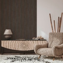 3D træpaneler non-woven tapet - Skandinavisk tapet med lameller af A.S. Creation Brown Black