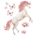 Wallsticker fabelagtig enhjørning med lyserød hale Kikki Belle (7 stk.)