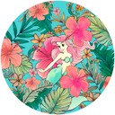 Tapetcirkel Selvklæbende non-woven tapet - Ariel Ocean Flowers - 125 x 125 cm