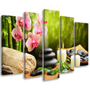 5 stykke lærred print Zen Spa Stones blomster
