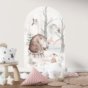 Wallsticker rundbuevægpanel dyrevenner i skoven - Kvilis - bred