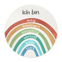 Rundes Kinder-Poster mit Regenbogen und Bestärkungen