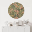 Obraz drewniany dżungla z papugami zielony - Bloomery Decor - Okrągły