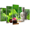 5 stykke lærredstryk Buddha blade blomster