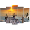 5 stykke lærredsprint, Sunset Jetty Lake Nature