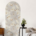 Wallsticker rundbue vægpanel fugle mellem hvide blomster - UN Design - smal