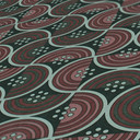 Tapeta z falami i liniami w kolorze czerwono-zielonym - graficzna tapeta z włókniny w stylu retro