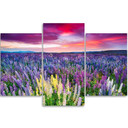 3 stykke lærredsprint, lavendel naturblomster lilla