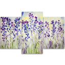 3-delt lærredstryk, markblomster violet