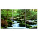 3 stykke lærred Print Forest Rocks Vandfald