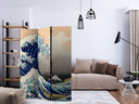Paravent Séparation de pièce - La grande vague au large de Kanagawa, 3 pièces
