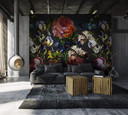 Fototapet med blomsterdesign, Sort blomst 2.70 x 2.65 m