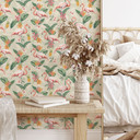 Tapet med tropisk mønster - flamingo og tropiske blade - Bloomery Decor