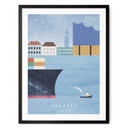 Plakat miasta Hamburg z portem - Rzeki