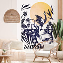 Goed Blauw - Fototapeta z żurawiem wyciętym z linoleum