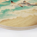 Obraz drewniany mewy na plaży - SpaceFrog Designs - Okrągły