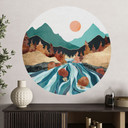 Naklejka na ścianę Mountain Country River - SpaceFrog Designs - Okrągła