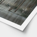 Poster nevelwoud aan het meer met reiger in het groen - Ms Tiff