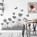 Sticker mural - Coquelicots et papillons