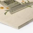 Hexagon-Holzbild Vintage Botanik-Computer - Frida Floral Studio