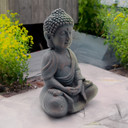 Meditative Deko Buddha Statue sitzend Bronze-Optik - 19x31 cm