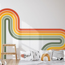 Wallsticker retro stribe form sæt (3 stk.) | regnbuefarver