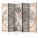 Skærm til rumopdeling - Mappe-Monde Geo-Hydrographique, 5-delt - 225x172 cm