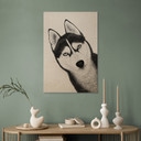 Plakat drewniany Siberian husky - portret psa - Korenkova