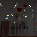 Wallsticker Teddybjørn med balloner som er selvoplysende i mørke - vægprint