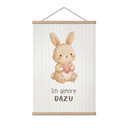 Stoffbild mit Hase - Selbstliebe-Spruch 'Ich gehöre dazu'