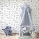 Børnetapet, non-woven tapet med illustration Kids Walls hvid, sort
