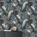 Papier peint intissé moderne avec motif animalier en bleu