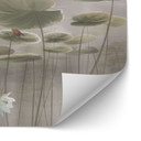 Zelfklevende Keukenachterwand lotusbloemen met zwaan in water in grijs - Ms Tiff
