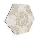 Sekskantet billede Elegant mandala i sandguld - Bloomery Decor - aluminium dibond