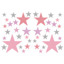 Wallsticker - Stjernesæt, pastelrosa og grå