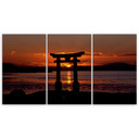 3 stykke lærredstryk, Torii Gate ved solnedgang