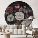 Fototapeta Floral Still Life Redouté Style - Bloomery Decor - okrągła - samoprzylepna/nie tkana