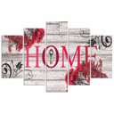 5 stykke lærredsprint, Home Wood Retro Rød
