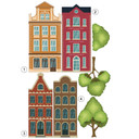 Wallsticker Farverige huse sæt 01 (7 dele)