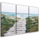 3 stykke lærredsprint, Beach Sea Dunes Grass