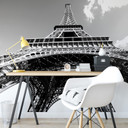 Papier peint photo - Tour Eiffel en noir et blanc