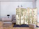 Japanischer Paravent, Raumteiler freistehend, Trennwand - Retro Vintage Flowers in Cream and Green