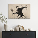Drewniany obraz Banksy - Miotacz kwiatów