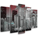 5 stykke lærredstryk, New York City skyskrabere