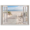 Canvasbillede, Vinduesudsigt strand havlandskab
