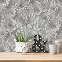 A.S. Creation papier peint fleuri en gris et blanc papier peint intissé moderne style 3D